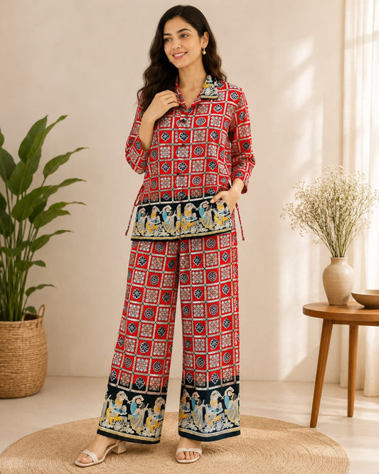 Women’s Premium Printed Coat-Set, Soft & Comfortable