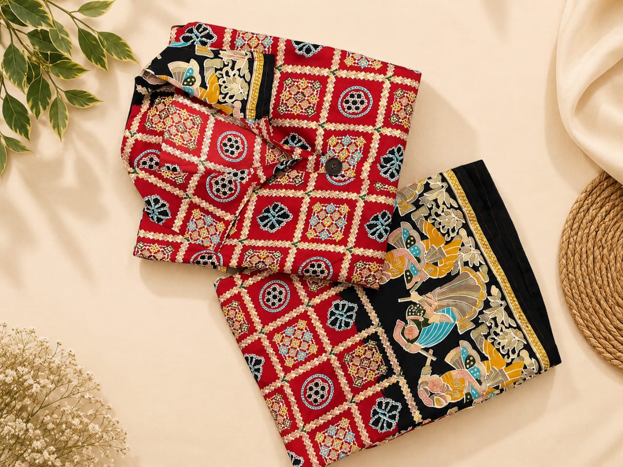 Women’s Premium Printed Coat-Set, Soft & Comfortable
