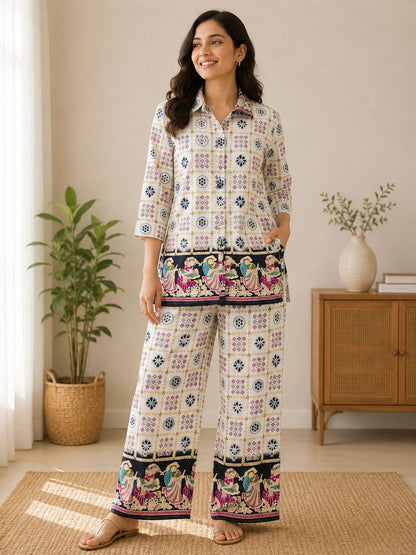 Women’s Premium Printed Coat-Set, Soft & Comfortable