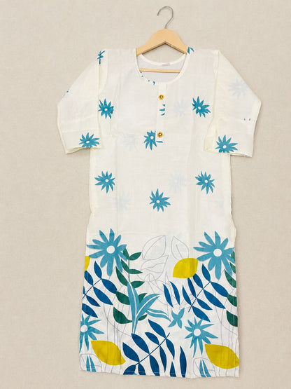 Elegant Floral Printed Ethnic Long  Kurti for Women